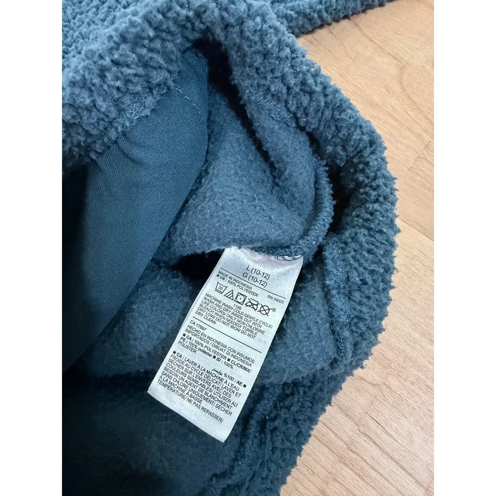 Old Navy Girl's Cozy Sherpa Quarter-Zip Pullover Hoodie Teal Blue L 10-12